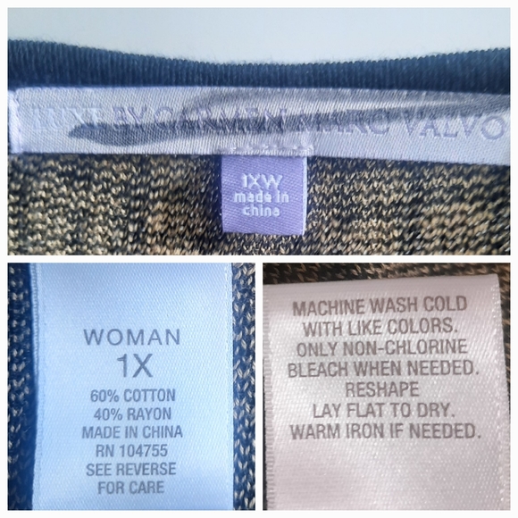 LUXE By CARMEN MARC VALVO Animal Print Fit & Flared Knit Dress Sz 1X Blk/Tan - Picture 8 of 8